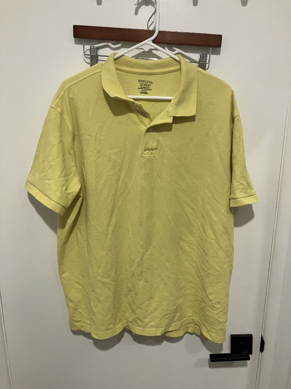 Merona Men's Polo Shirt XL Light Yellow Short Sleeve Classic Fit Solid Cotton